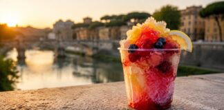 Grattachecca romana: ricetta e 6 chioschi storici dove provarla Grattachecca romana con ghiaccio, frutta e sciroppi sul lungotevere